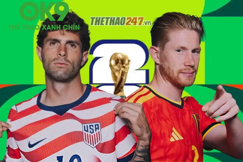 Mỹ vs Bỉ sẽ tạo nên cặp đấu cân bằng bậc nhất tại vòng 1/8 World Cup 2026. Mỹ vs Bỉ sẽ tạo nên cặp đấu cân bằng bậc nhất tại vòng 1/8 World Cup 2026.